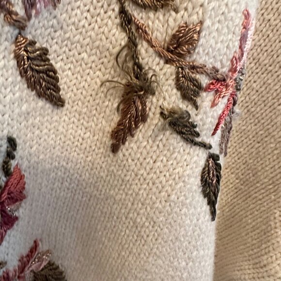Vintage Plus size sweater 90s Carly St. Clair cross-stitch florals pastel 2X - Picture 7 of 8